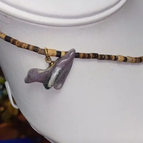 Natural Stone Carved Animal Totem Fetish Heishi Necklace Brown