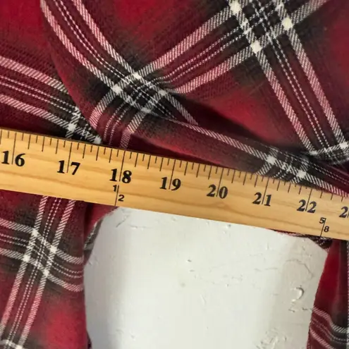 Fancyinn NWOT Red Plaid Long Sleeve Button Front Shirt Dress Flannel Tunic M