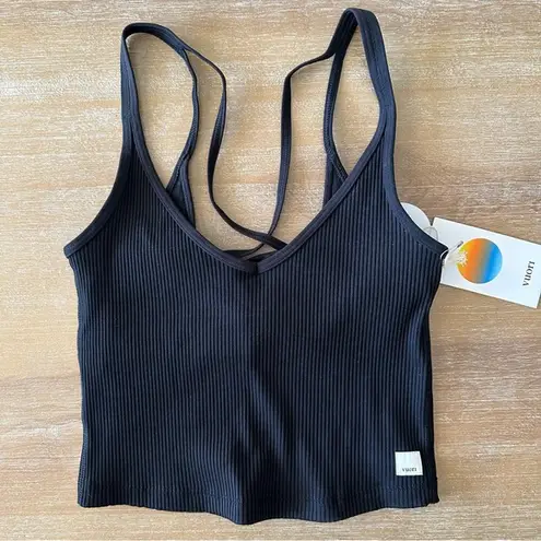 Vuori Rib Crop Black Tank Small