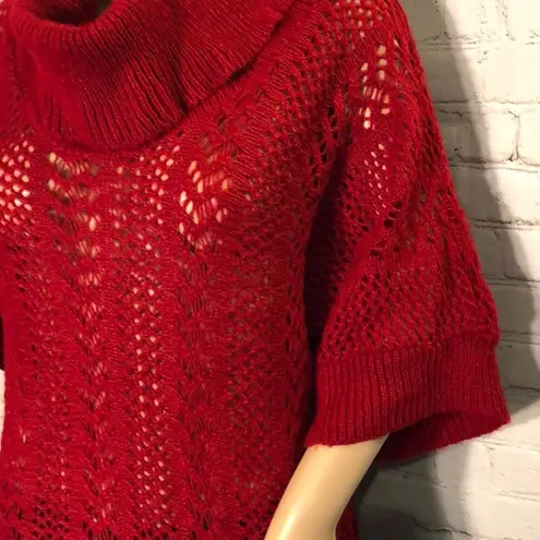 Notations Red Semi Sheer Knit Cowlneck Sweater L