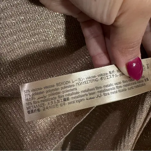 Massimo Dutti NWT Pullover Sweater Gold Metallic Long Sleeve Women 5629 Size XS