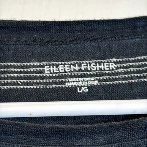 Eileen Fisher  Hemp/Organic Cotton Gray White Long Sleeve Blouse Size Large GUC