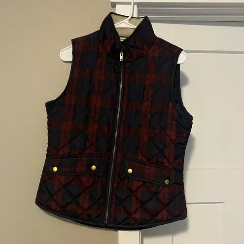 Stylish Women's Quilted Plaid Vest Red Size M
