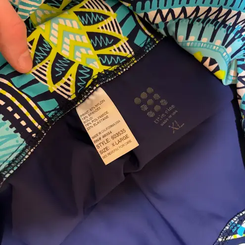 Title Nine Navy Blue Foldover Patterned Waist Waistband Splash Swim Skirt