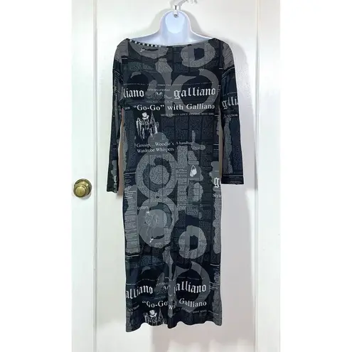Galliano Vintage Newsprint Newspaper Gazette Newsprint Dress Size 28/42/M US Black Size M