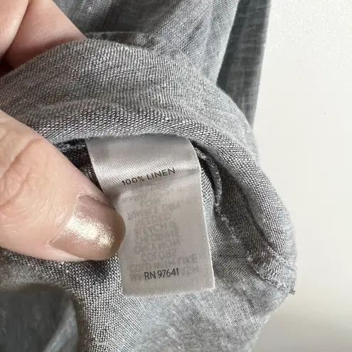 J Jill Linen Shirt Women’s Size Large Light Gray Long Sleeve Pearltone Button