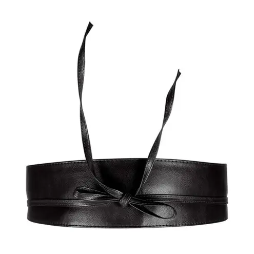 Obi Belt Wide Wrap Around Waist Boho Gypsy Self Tie Cinched Corset Black D0100