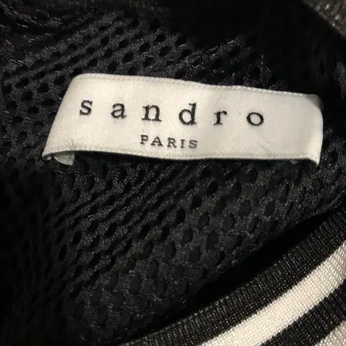 Sandro Paris Black Mesh Panel Knee Length Dress