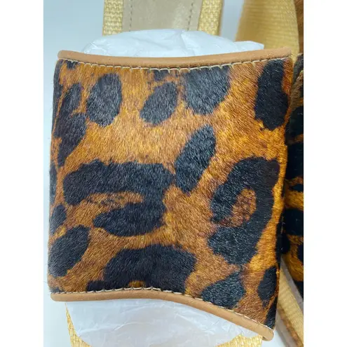 Schutz Dalle Platform Wedge Sandals 9 Wild Leopard Print Open Toe Slip On Casual