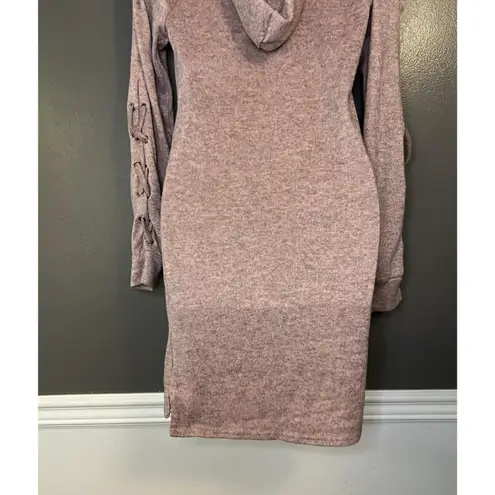 Love New York Hoodie Dress Womens Small Pink Brooklyn Athletics NYC Lace Up