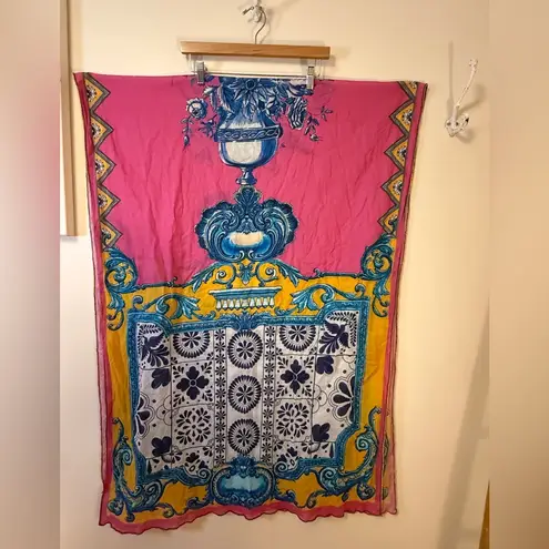 Shawl Wrap Scarf Sarong Baroque Ornate Vase Floral Gold Pink Large