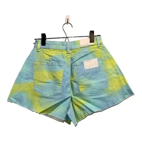 We Wore What NWT Flare Stretch Twill Denim Bell Short In Tie Dye