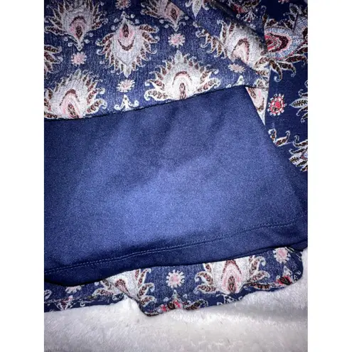 Andree by Unit Andrée Paisley Print Dress Bell Sleeve V Neck Mini Dress Boho Chic M