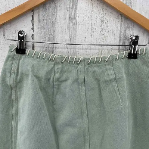 Vintage Cambridge Dry Goods Company Wrap Skirt Sz 0 Green Cotton Contrast Stitch