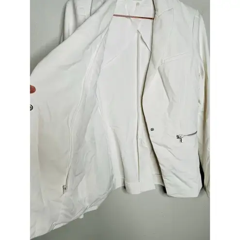 Veronica Beard White Bi-Stretch Notched Collar Single Snap Jacket Size 2