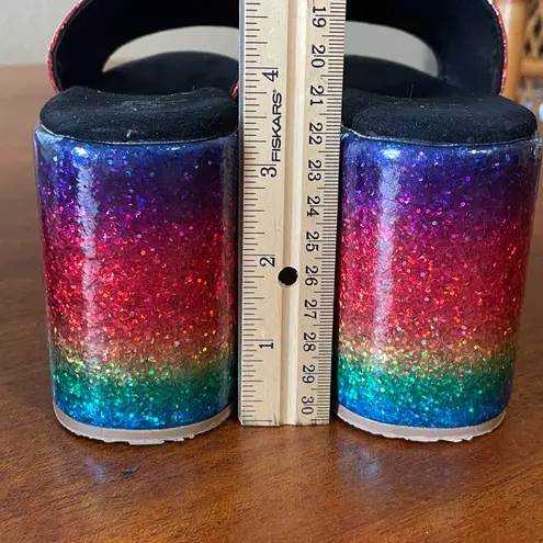 Shane Justin Rainbow Glitter Platform Sandals Shoes Euro Size 35 / US Size 5