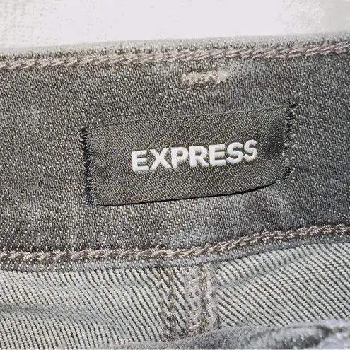 EXPRESS  Gray Wash Denim Mid Rise Micro Flare Skyscraper Jeans size 0 short