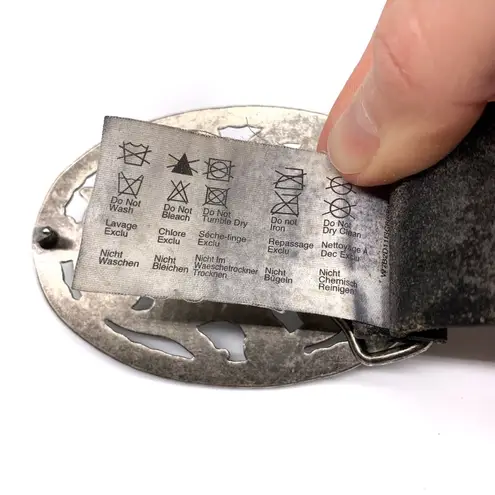 Esprit Genuine Leather Belt Floral Belt Buckle Black Silver 80CM