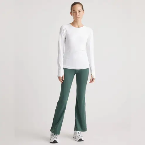 Quince NWT Seamless Ruched Long Sleeve Top White Stretch Active Thumb Holes S