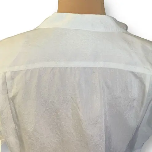 Vintage Elle’s Belles Button Down Shirt Short Sleeve White Sheer Collared Top Size 14