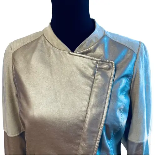 Chico's Chico’s Champagne Gold Metallic Moto Motorcycle Jacket Sz 0