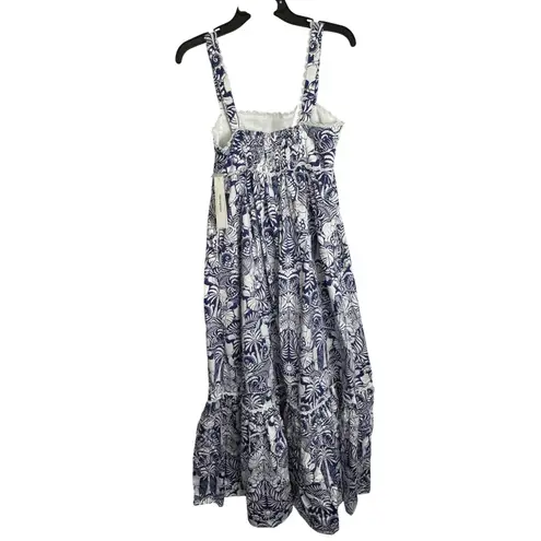 The White Lotus x Aqua Maxi Dress Blue White Print Sleeveless Pockets XS