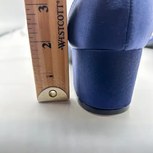 Allegra K NEW Sandals Womens 8.5 Blue Rhinestone Strappy Block Heel Ankle Strap