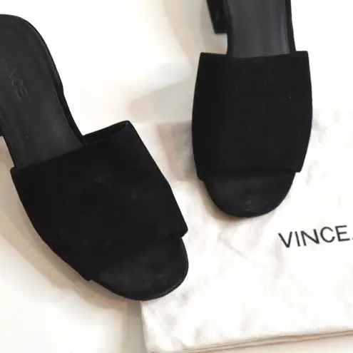 Vince  Rachelle 2 Suede Block Heel Slide Mule Sandals Black Women's 6.5