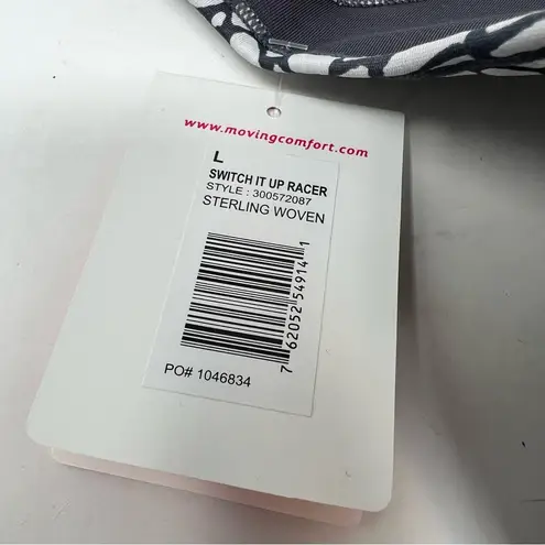 Moving Comfort Switch it up Racer sports bra in Sterling Woven size L Large NWT