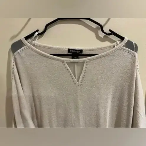 By Design Size XL Cream Gem Embellished Sexy Sheer V