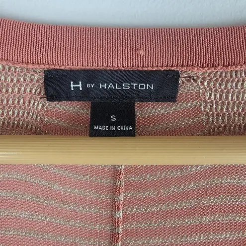 H by Halston Metallic 1/2 Button Up Cardigan Pink Long Sleeve Pink Gold Size S