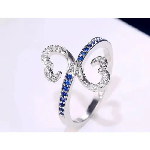 Boutique Heart Sapphire Ring | White Gold Over Sterling Silver