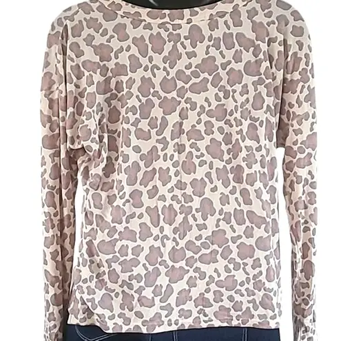 NWOT Blis Women’s Beige Pink Leopard Animal Print Long Sleeve Top Size XL Tan