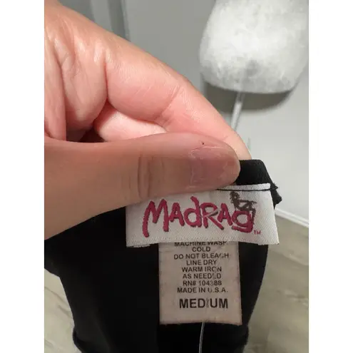 Vintage Deadstock Madrag Black Tube Dress Feather Trim Strapless Mini Party Med