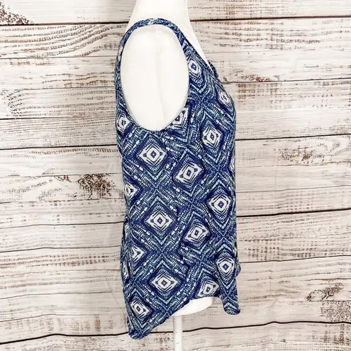 Olive & Oak Stitch Fix Blue Geometric Print Tank Top, EUC, Size Small