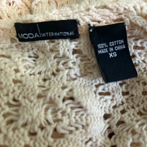 100% Cotton Crotchet open front Cardigan Sweater Size XS