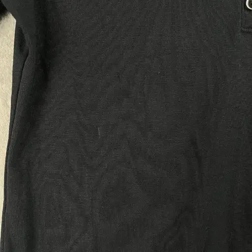 Karen Scott Henley Top Women’s Petite Medium Black Cotton Short Sleeve