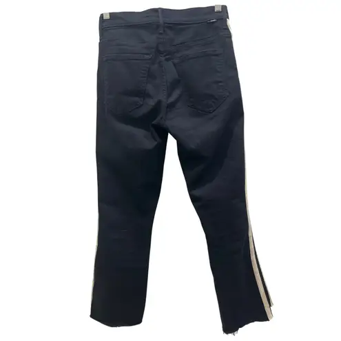 MOTHER Insider Crop Step Fray Jean in Guilty Racer Stripe Sz 27 Black