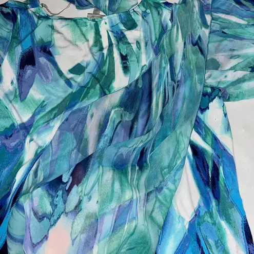 Avenue Boho V Neck Blouse w/Matching Sheer Scarf