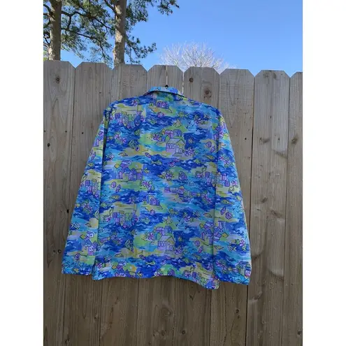 Vintage Napa Valley Track Jacket Large 90s Beach Fish Vacation Nautical Blue