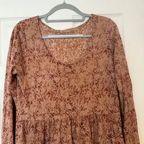 Peruvian Connection Tunic Dress Sz MED Brown Lightweight Pima Cotton Autumncore