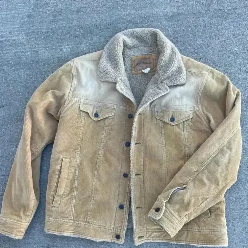 Aeropostale  Vintage Corduroy + Sherpa Jacket Beige Yellowstone Dutton 90s