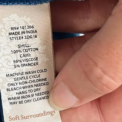 Soft Surroundings Esme Embroidered 2 Pc Womens Top Sz M Lace Granny Boho Lagom Blue Size M