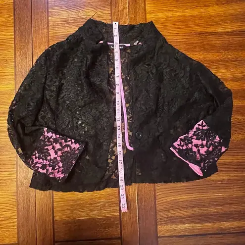 Last Kiss  Vintage 80's Madonna Style Black Lace Hot Pink Blazer Jacket XL