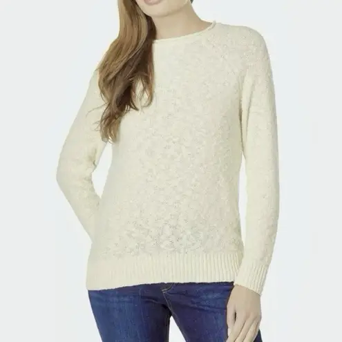 LL Bean Cream Midweight Cotton Slub Rollneck Pullover Sweater Size XL