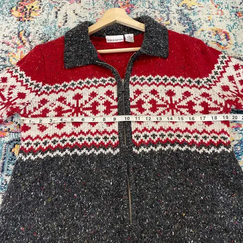 Croft & Barrow vintage Christmas fair isle zip up wool blend sweater