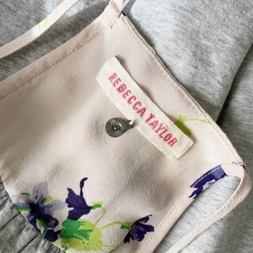 Rebecca Taylor Mixed Media Ruffle Front Floral Camisole Tank Top Size 6