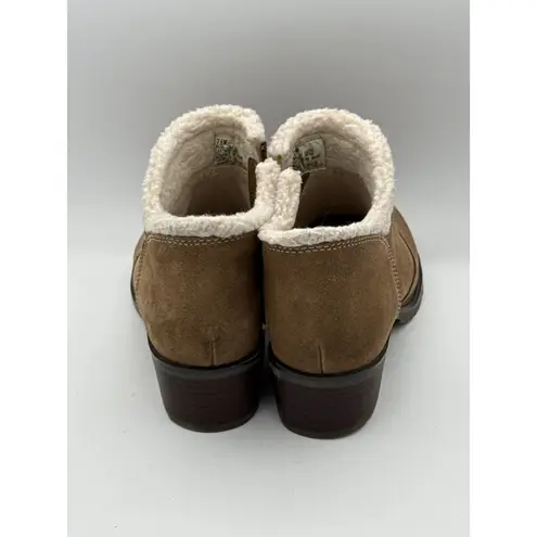 Sporto Womens Brown Ankle Boots Size 7.5M Suede Faux Fur Lined With Zipper Closu