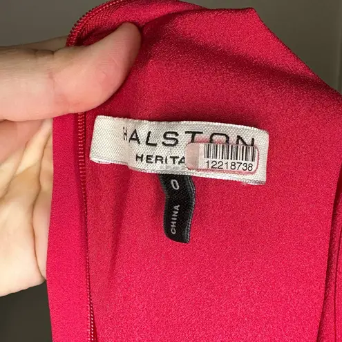 Halston Heritage Sleeveless Cowl Neck Flowy Wide Leg Jumpsuit Neon Pink size 0