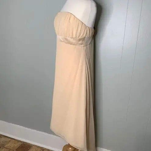 Alfred Angelo Champagne Chiffon Overlay Formal Prom Hi/Lo Strapless Dress M